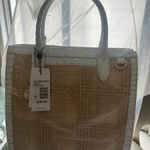 Brahmin White leather/wicker handbag - New/Tags - Picture 2 of 7